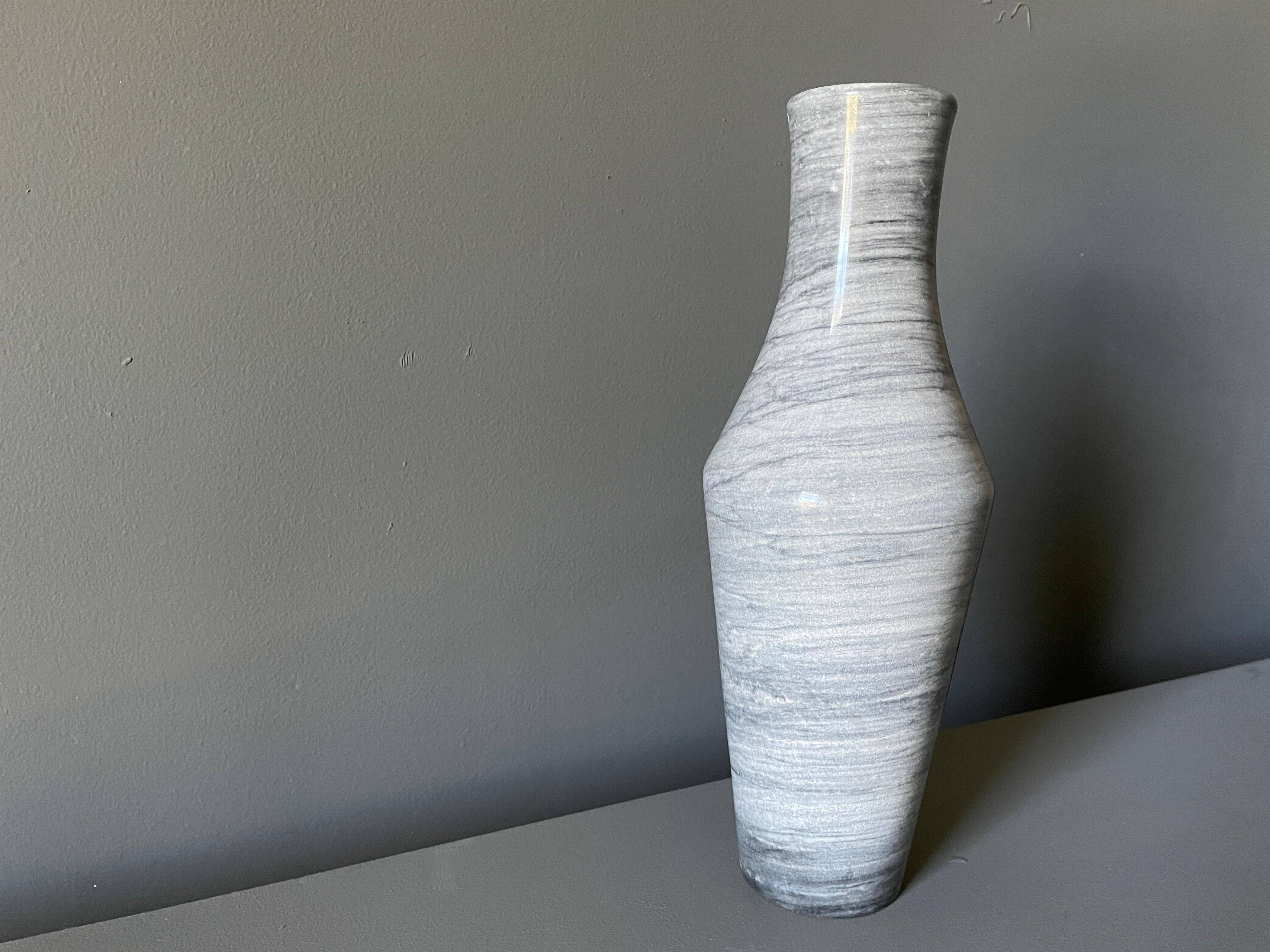 Vintage marble vase, circa 1990s. Very thick and beautiful composition.