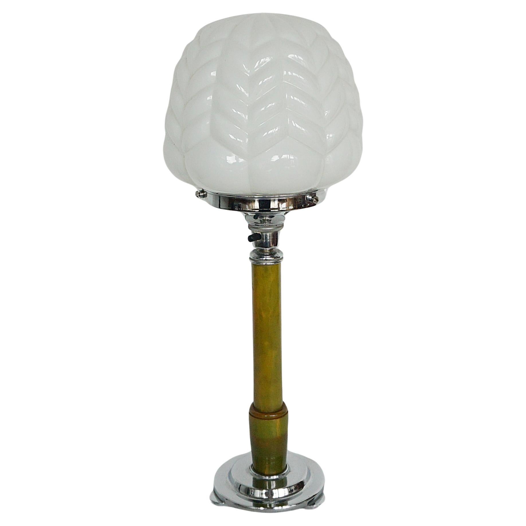 Vintage Marbled Green Bakelite Art Deco Table Lamp