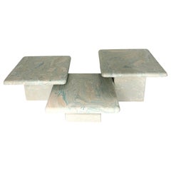 Vintage Marbled Tiered Coffee Table Set