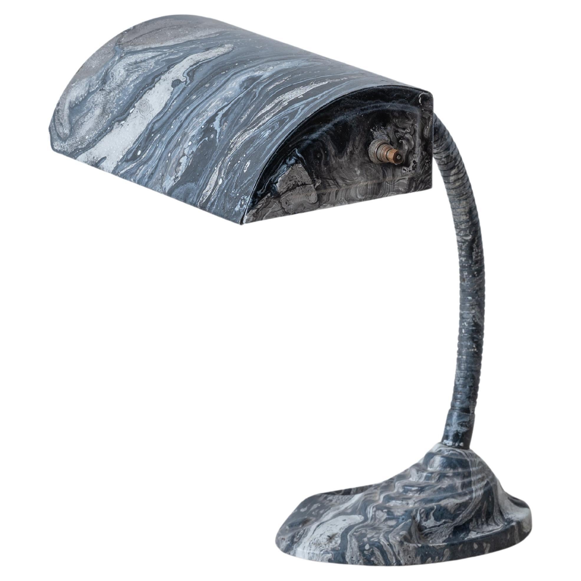 Lampada a collo d'oca marmorizzata d'epoca, anni '30 ca. in vendita