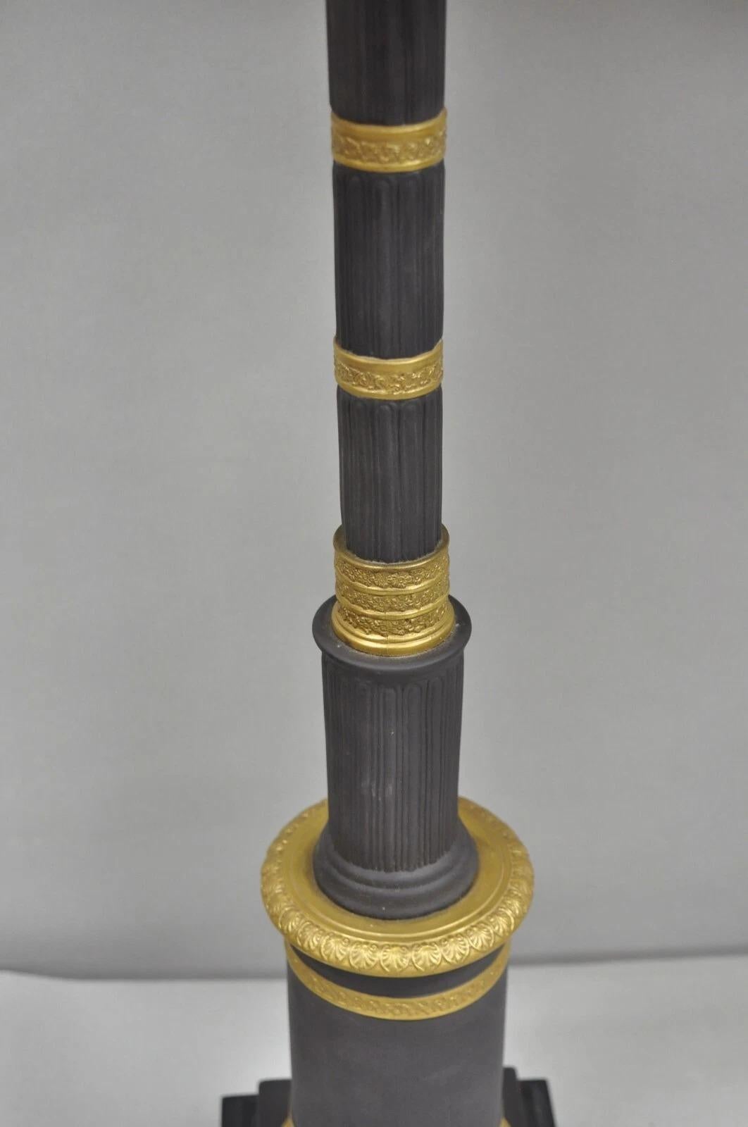 Vintage Marbro French Empire Porcelain Bouillotte Candlestick Table Lamps Pair For Sale 6
