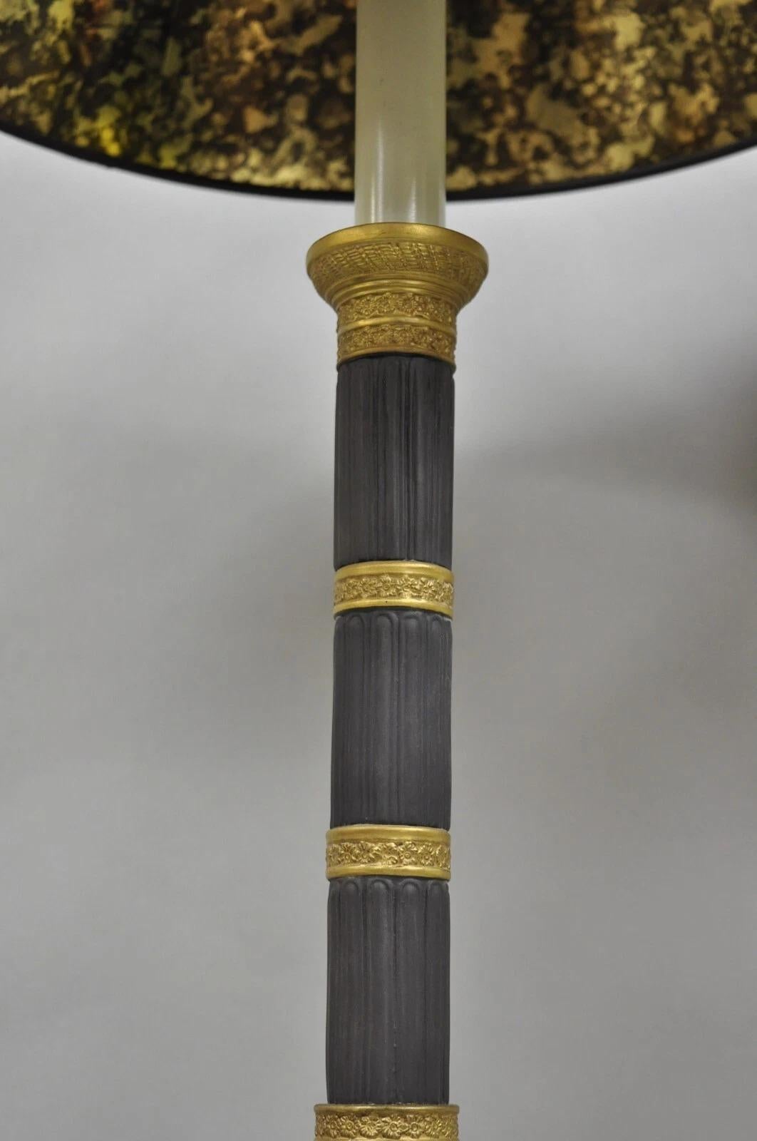 Vintage Marbro French Empire Porcelain Bouillotte Candlestick Table Lamps Pair For Sale 7
