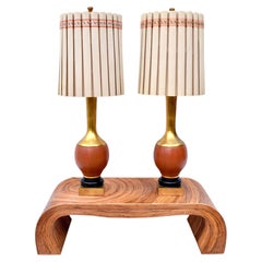 Vintage Marbro Lamp Co. Monumental Ceramic Gold Gilt Table Lamps, Pair