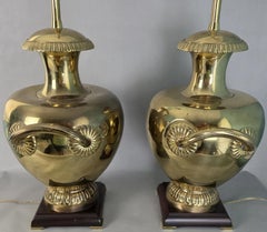 Vintage Marbro Polished Brass " Hydria " Table Lamps Dual Light A Pair