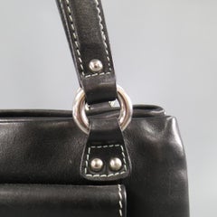 Vintage MARC JACOBS Black Leather Contrast Stitch Triple Zip Shoulder Bag