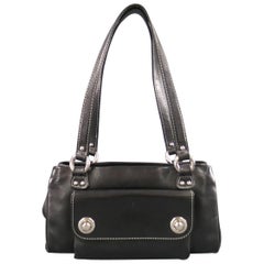 Vintage MARC JACOBS Black Leather Contrast Stitch Triple Zip Shoulder Bag