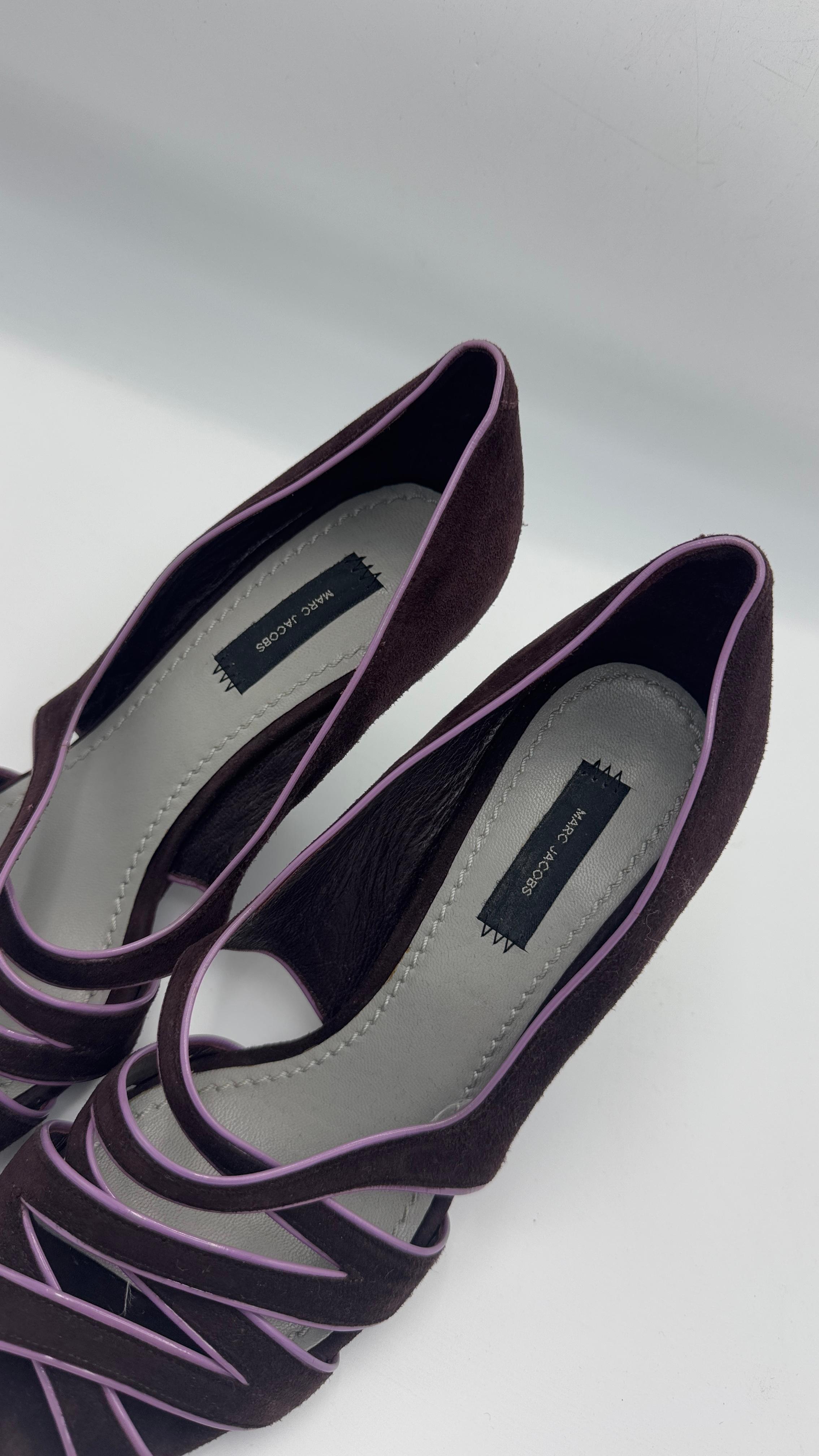 Vintage Marc Jacobs Velvet Reverse Heel Pumps - Wir bezahlen den Einfuhrzoll! im Angebot 2