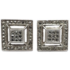 Vintage Marcasite & Sterling Silver Pierced Earrings