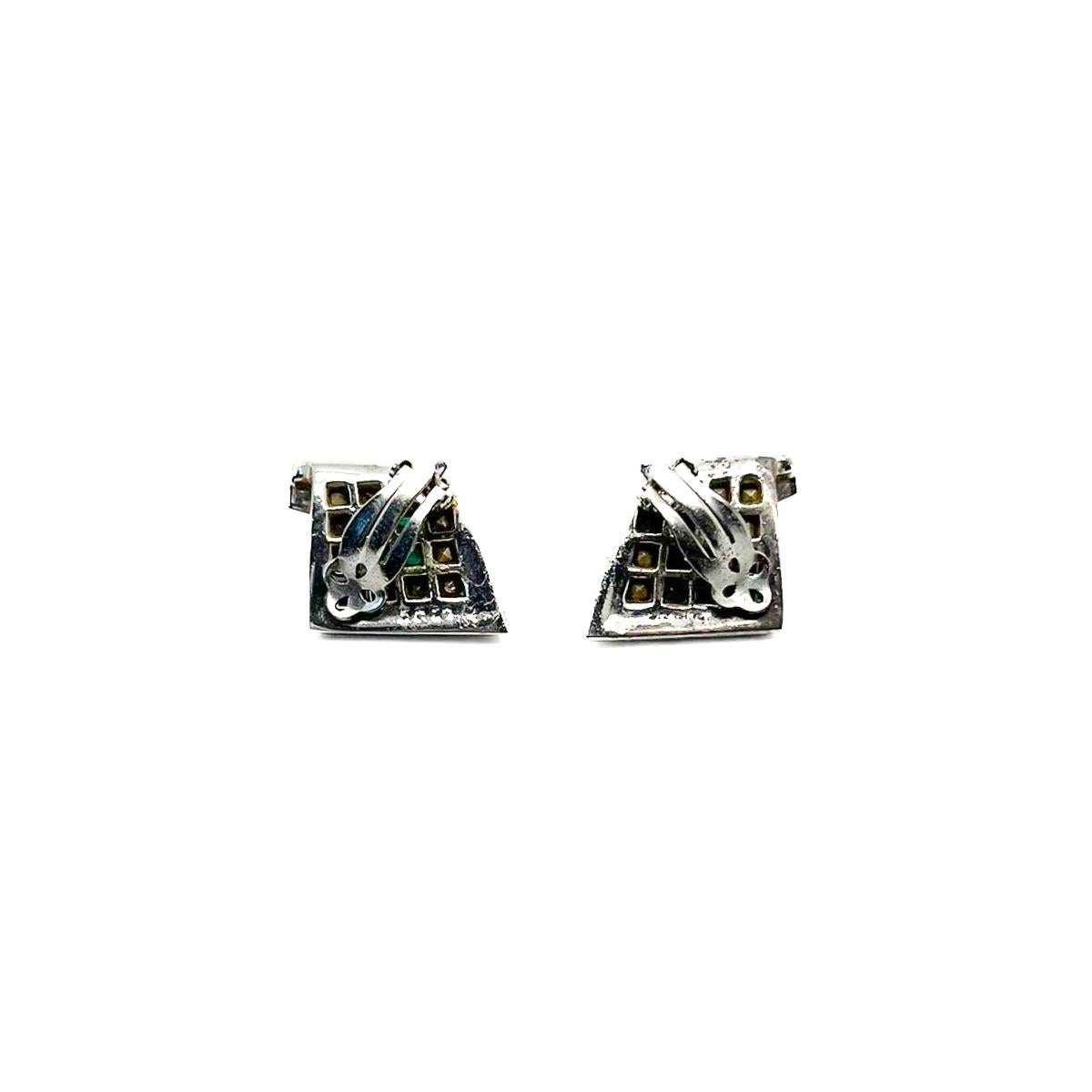 Vintage Marcel Boucher Vintage-Ohrringe aus Sterling und Paste Wave 1940er Jahre für Damen oder Herren im Angebot