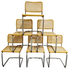 Vintage Marcel Breuer Cesca B32 Chairs by Fasem, Made in Italy, 1970s, Set of 6