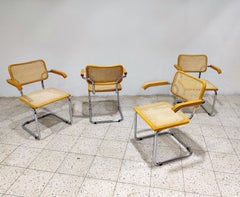 Vintage Marcel Breuer Cesca B64 Chairs, Made in Italy, 1970s 'Set of 4'