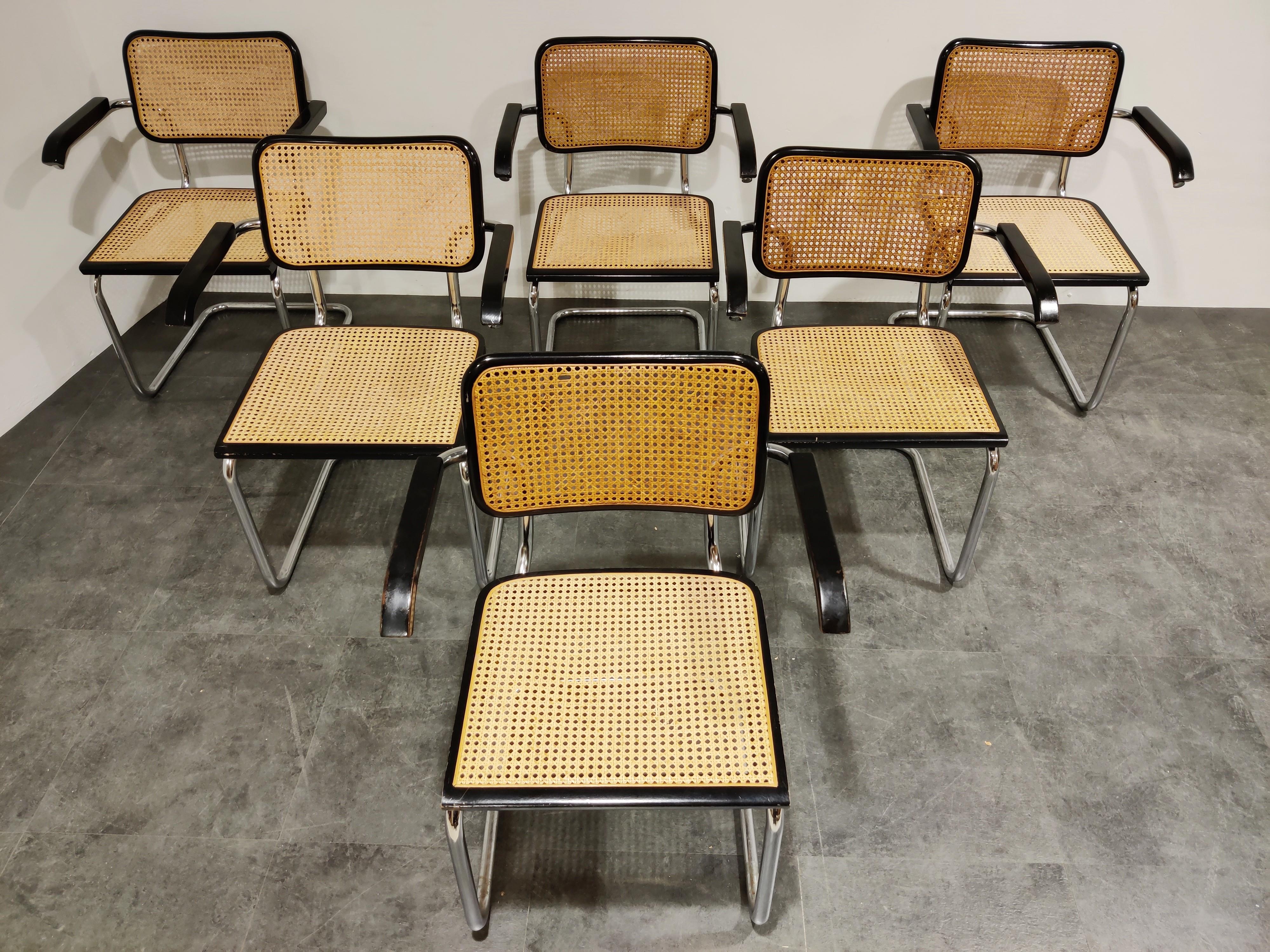 Bauhaus Vintage Marcel Breuer Cesca B64 Chairs, Made in Italy, 1970s 'Set of 6'