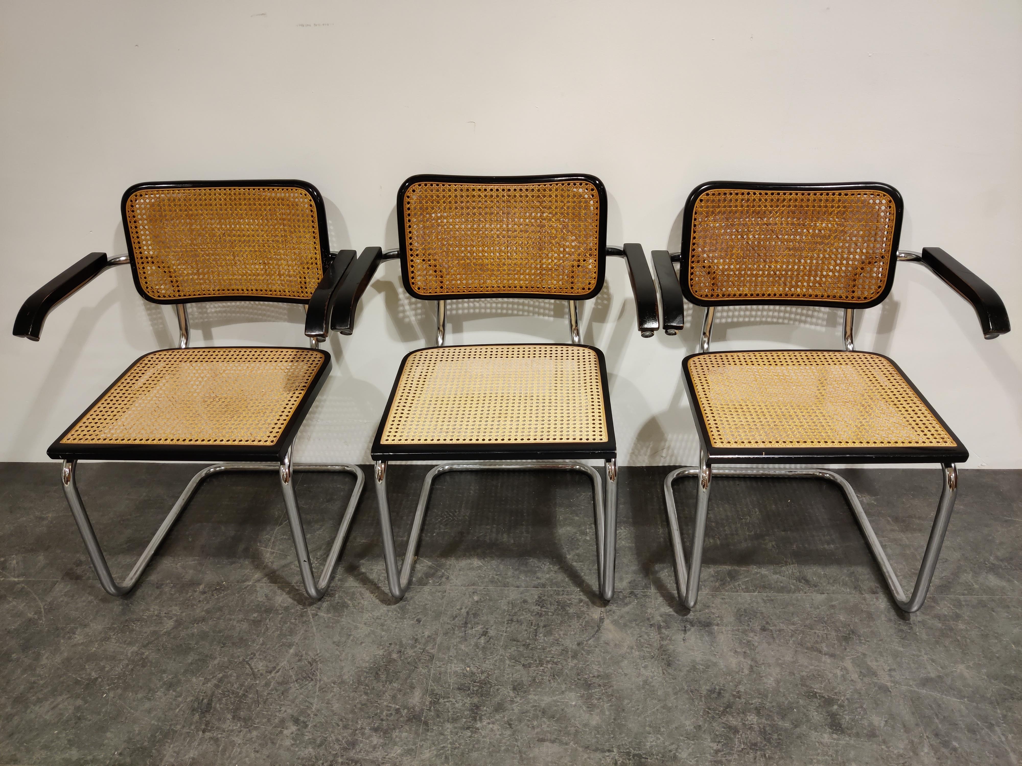 Cane Vintage Marcel Breuer Cesca B64 Chairs, Made in Italy, 1970s 'Set of 6'