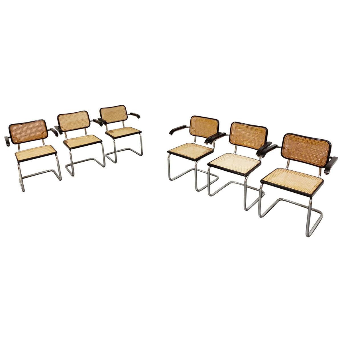 Vintage Marcel Breuer Cesca B64 Chairs, Made in Italy, 1970s 'Set of 6'