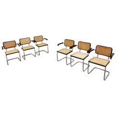 Chaises vintage Cesca B64 de Marcel Breuer:: fabriquées en Italie:: années 1970 "Ensemble de 6"