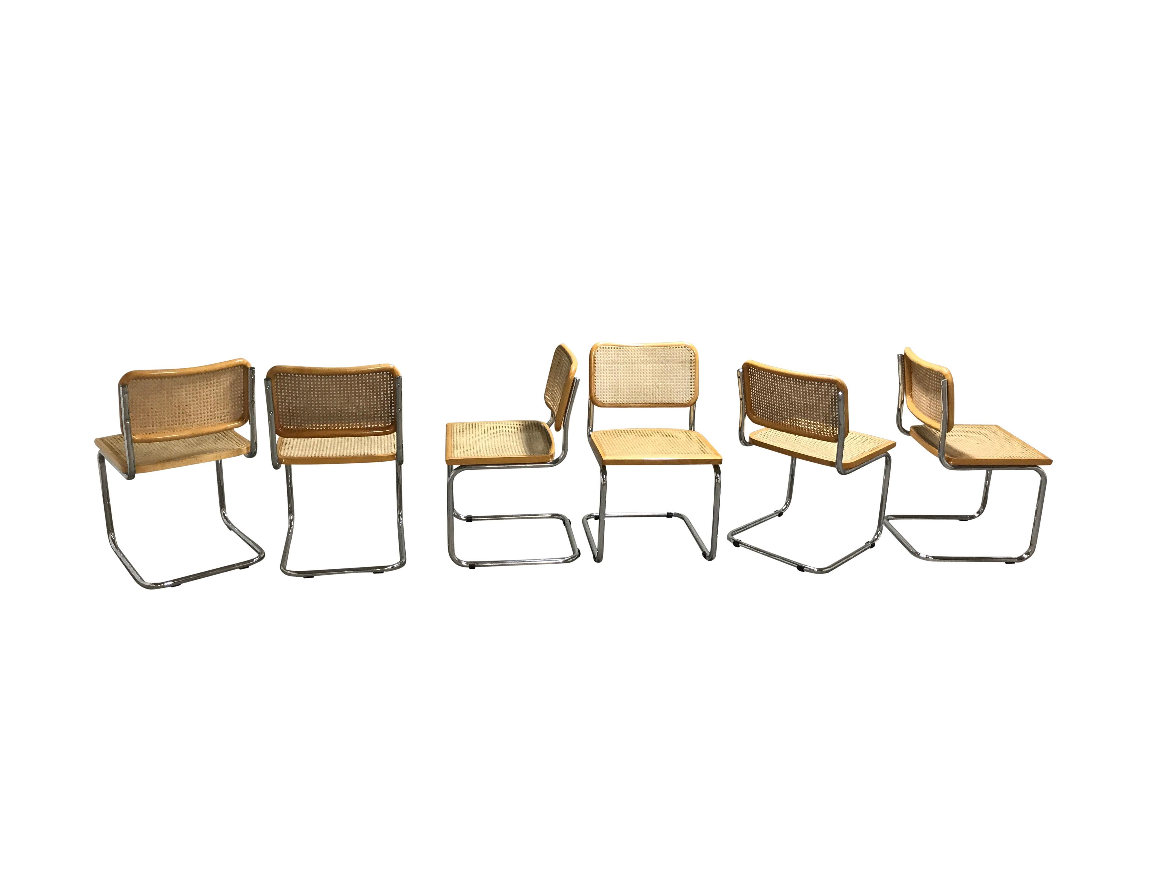 Vintage Marcel Breuer Cesca Chairs, Made in Italy, 1970s ‘Set of 6’ In Excellent Condition In Leuven, Vlaams Gewest