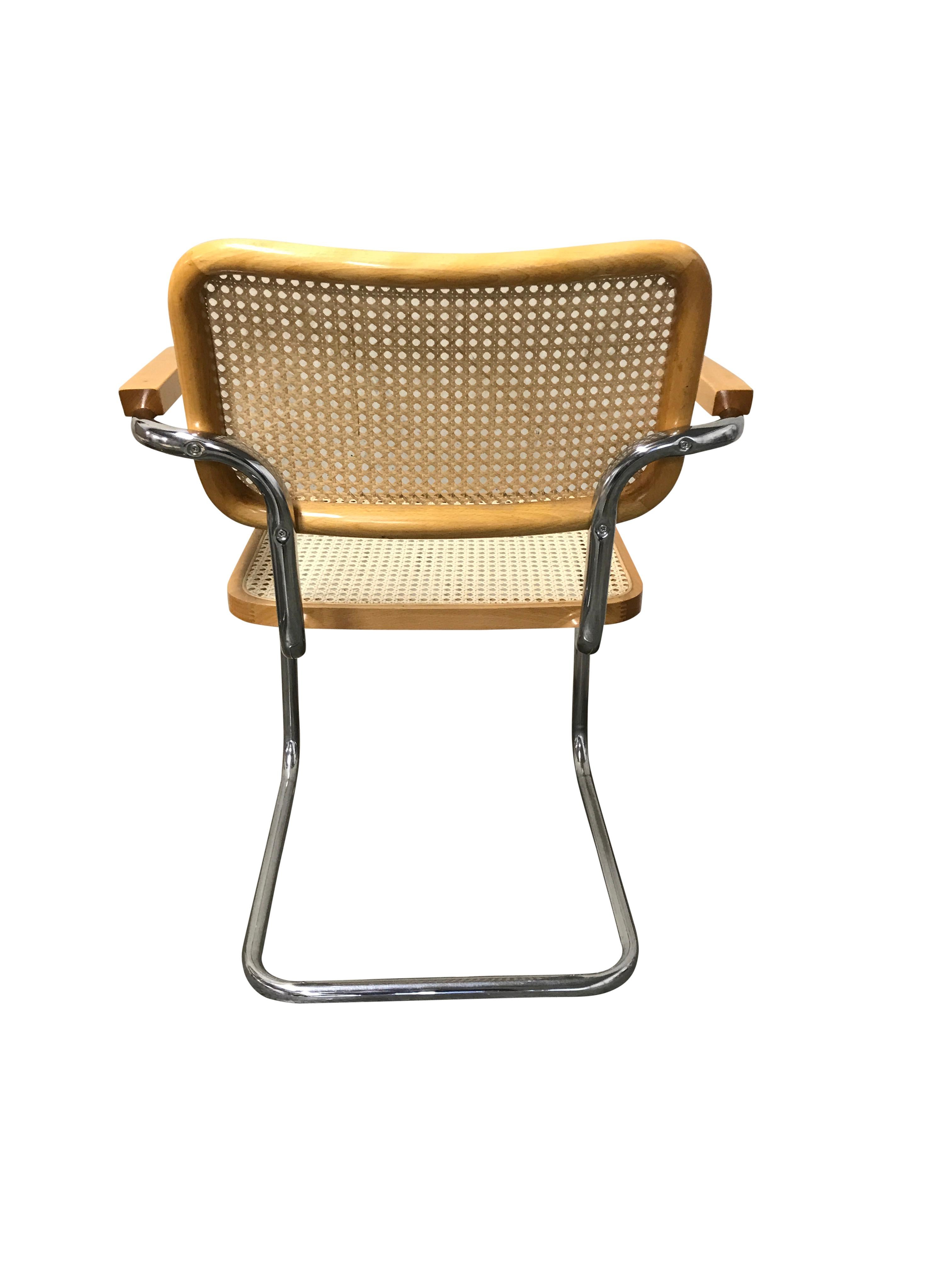 Cane Vintage Marcel Breuer Cesca Chairs, Made in Italy, 1970s