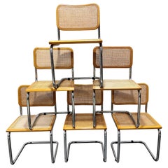 Vintage Marcel Breuer Cesca Chairs Set of 6, Made in Italy, 1970s