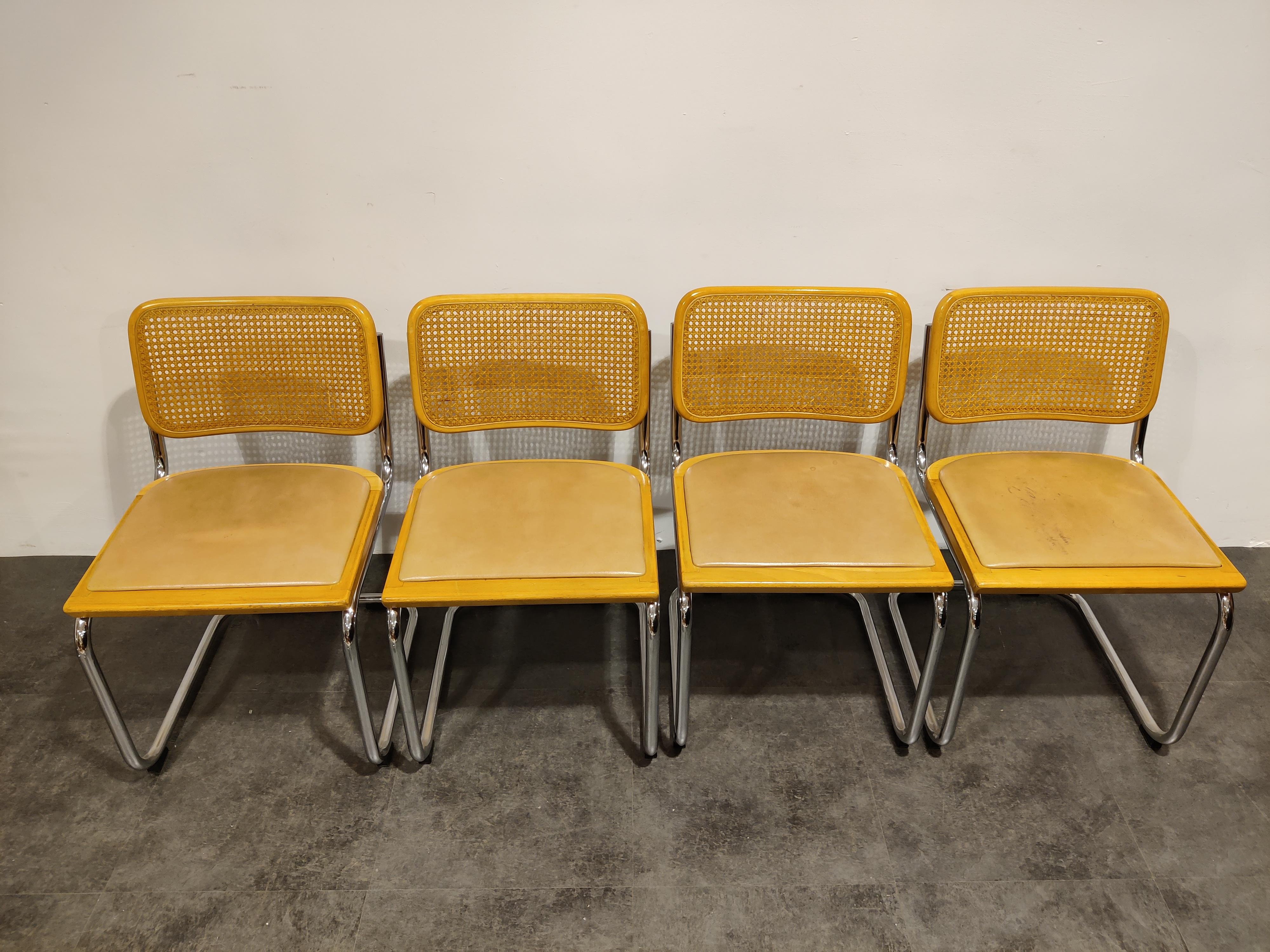 Italian Vintage Marcel Breuer Cesca Style Chairs Set of 8, Made in Italy, 1970s