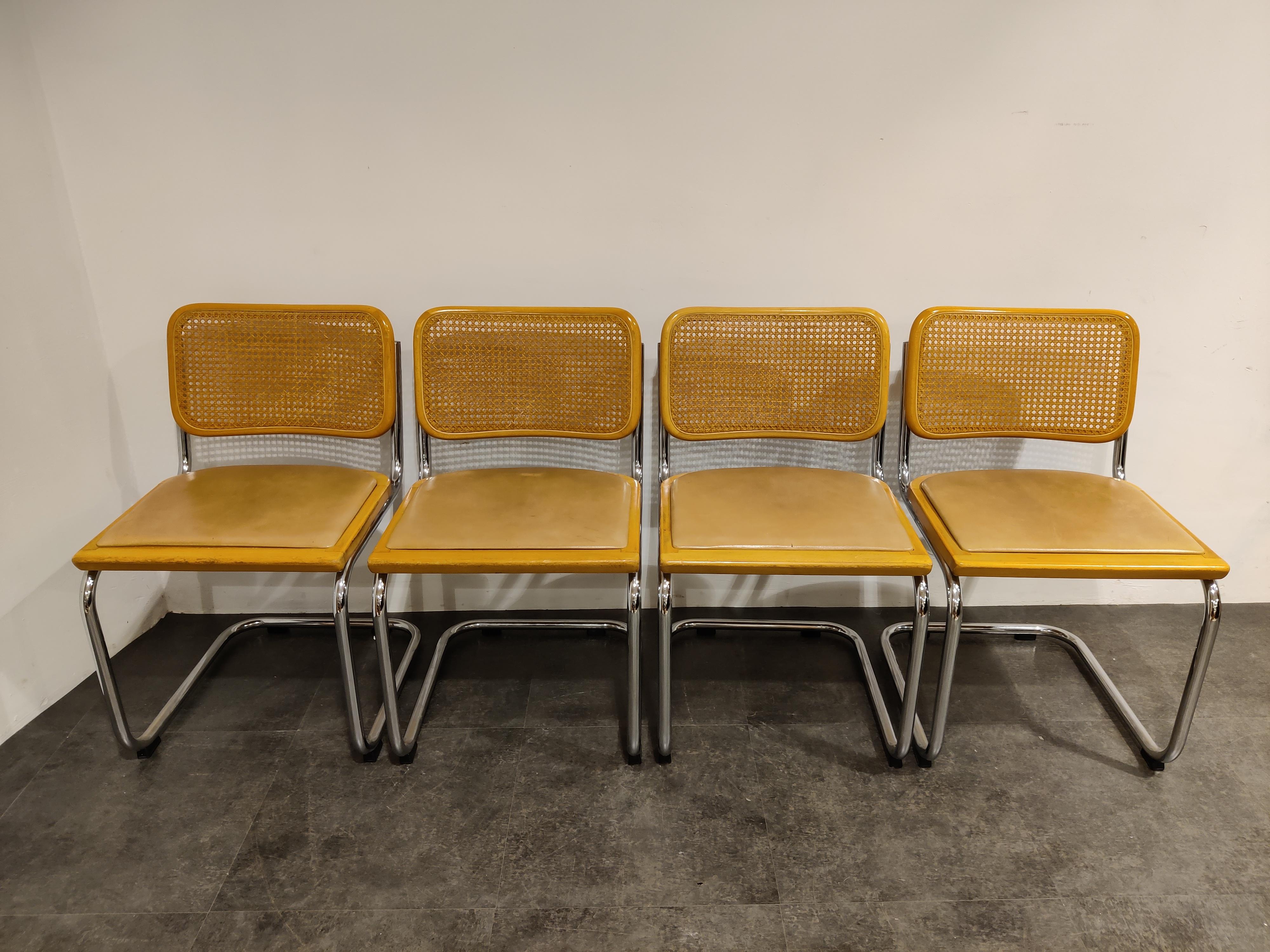 Late 20th Century Vintage Marcel Breuer Cesca Style Chairs Set of 8, Made in Italy, 1970s