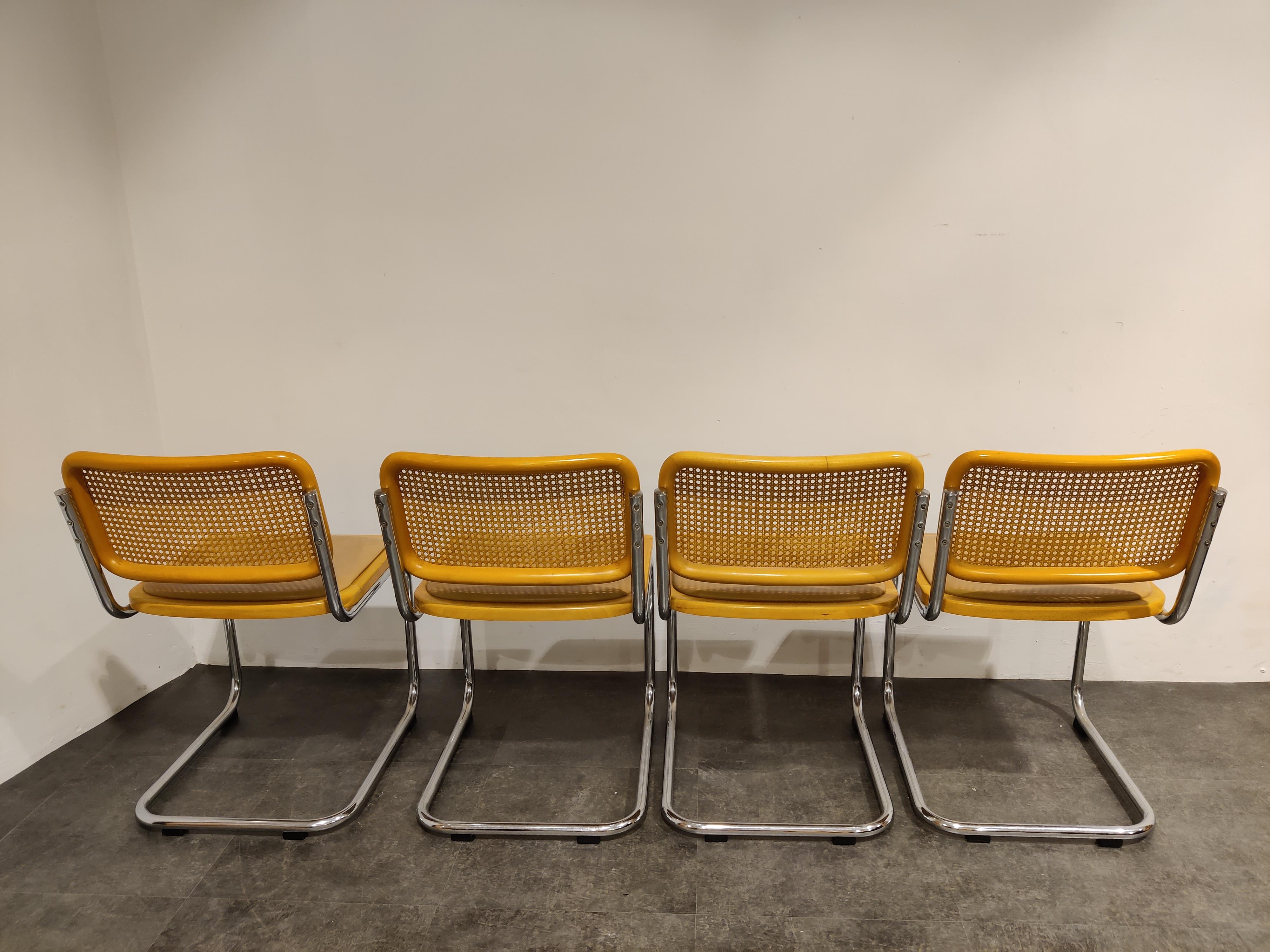 Chrome Vintage Marcel Breuer Cesca Style Chairs Set of 8, Made in Italy, 1970s