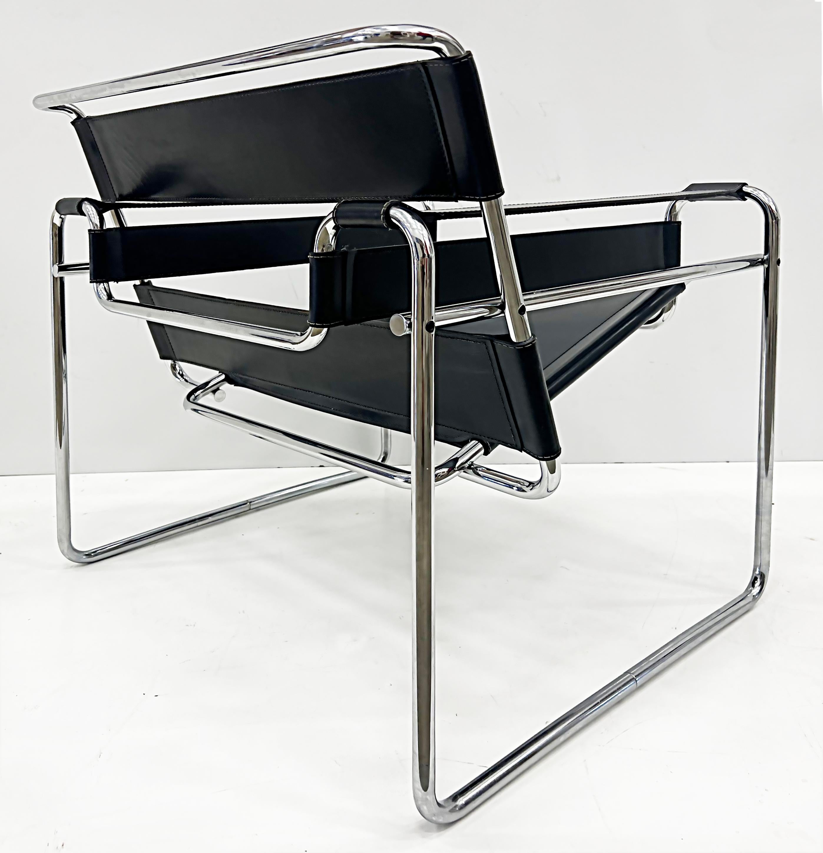 American Vintage Marcel Breuer Knoll Wassily Chair in Black Leather, 1970s