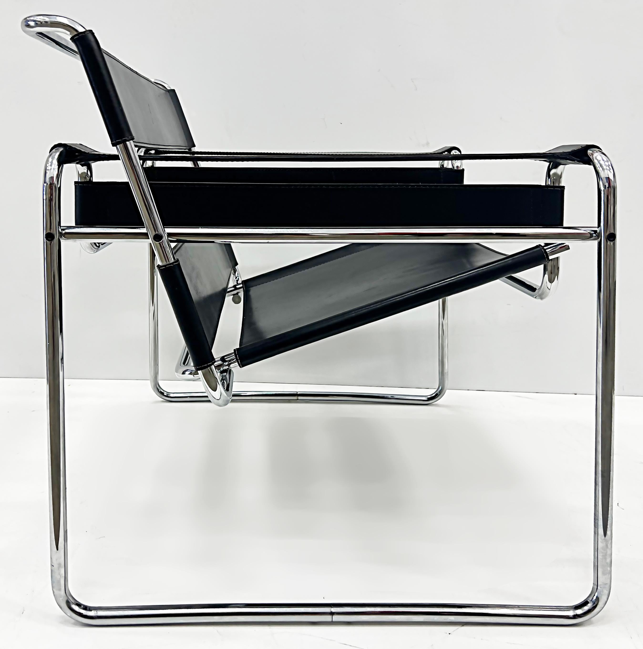Late 20th Century Vintage Marcel Breuer Knoll Wassily Chair in Black Leather, 1970s