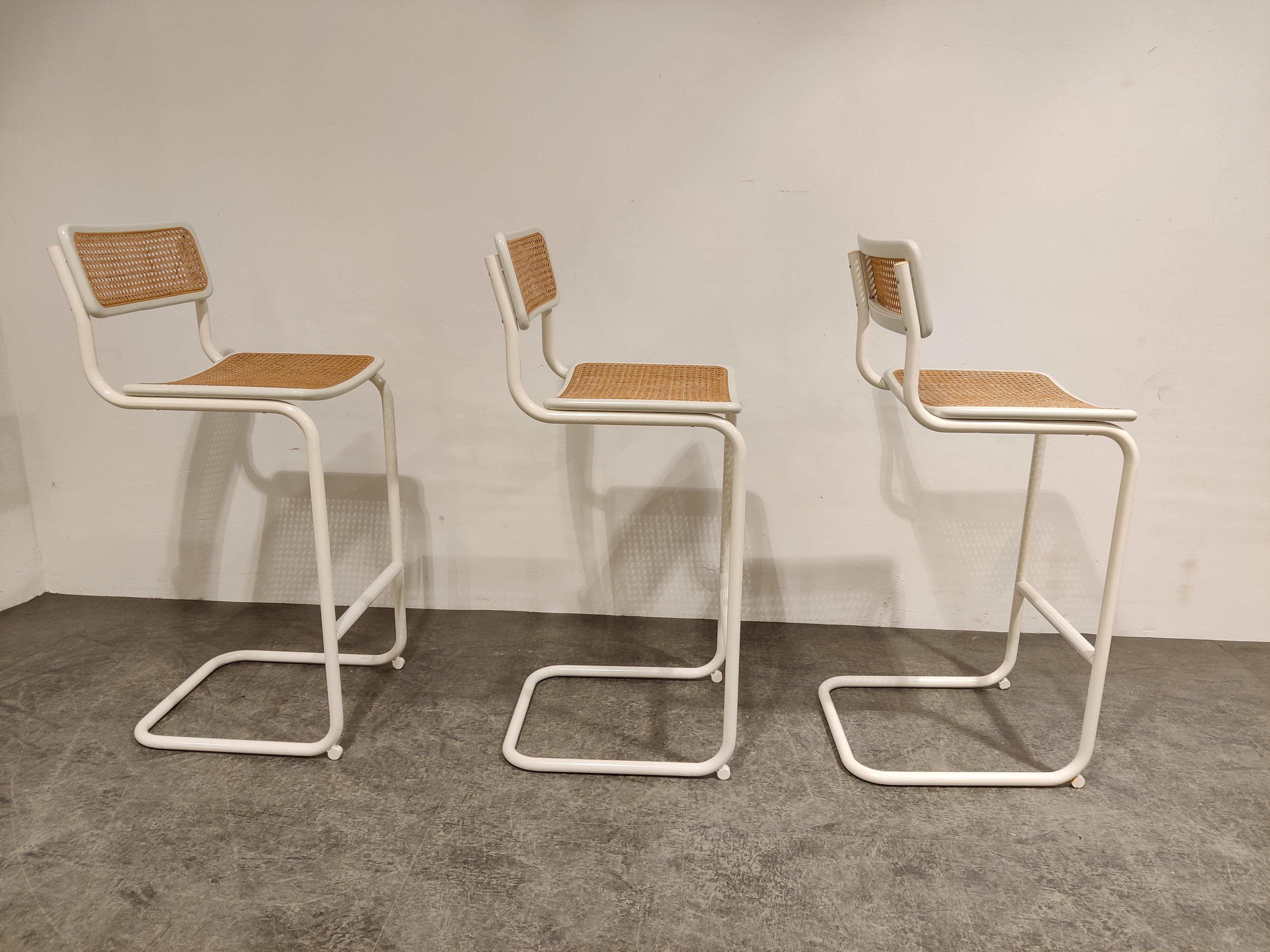 Vintage Marcel Breuer Style Bar Stools, 1970s, Set of 3 1