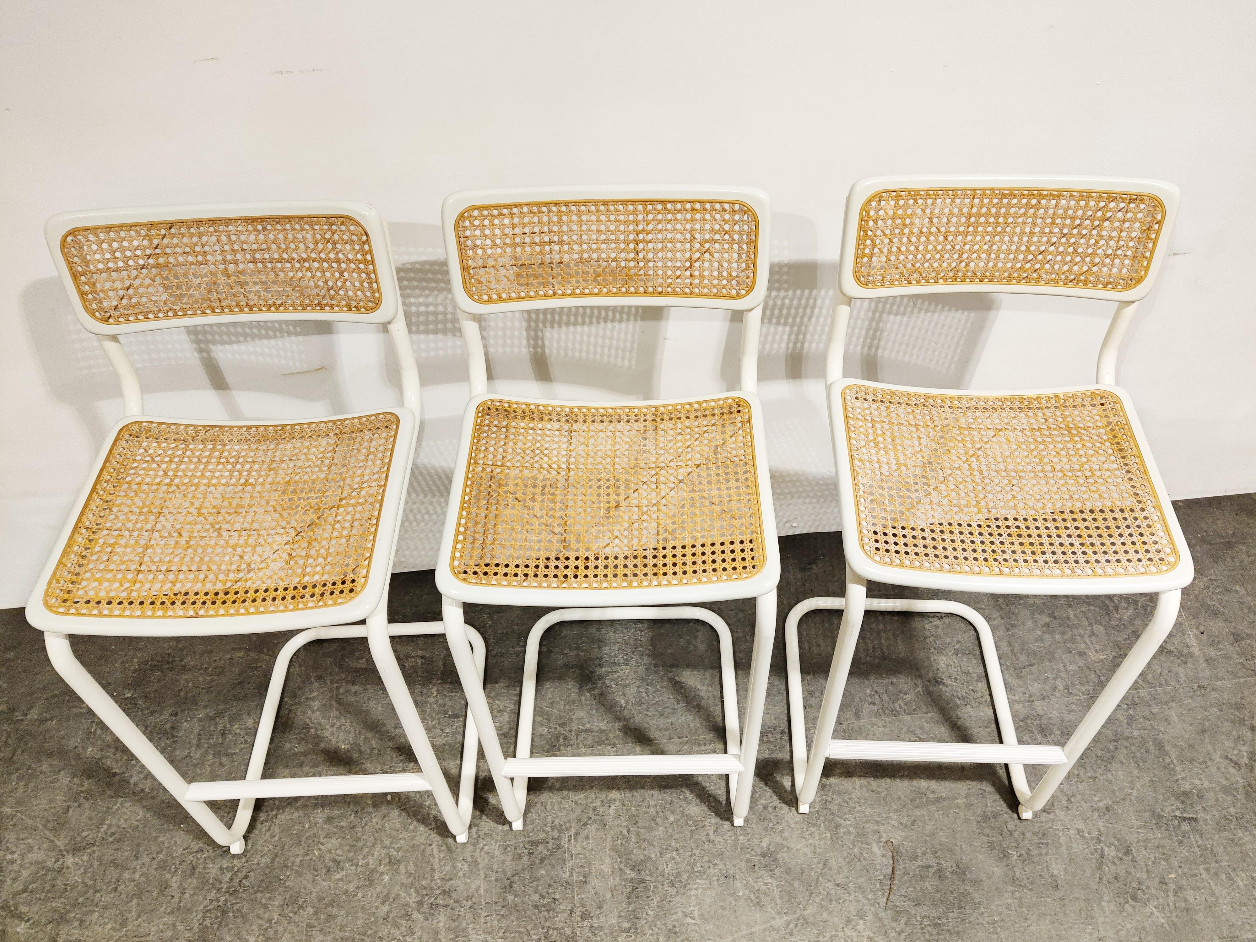 Vintage Marcel Breuer Style Bar Stools, 1970s, Set of 3 2