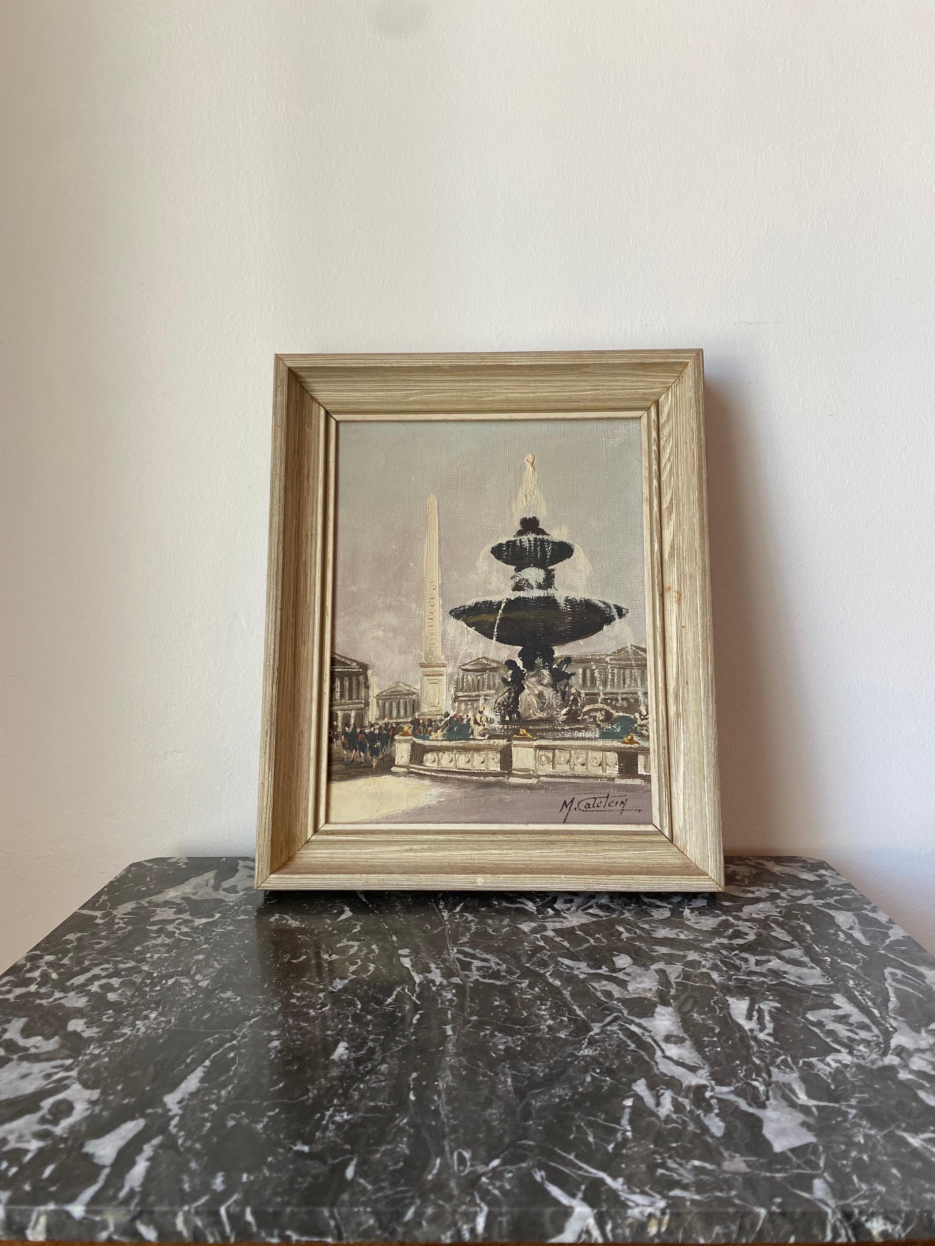 Très belle et unique peinture à l'huile sur toile du célèbre peintre français Marcel Catelein.  Cette pièce originale représente la place de la Concorde à Paris, avec la fontaine et l'obélisque.  Le tableau présente de belles couleurs avec des