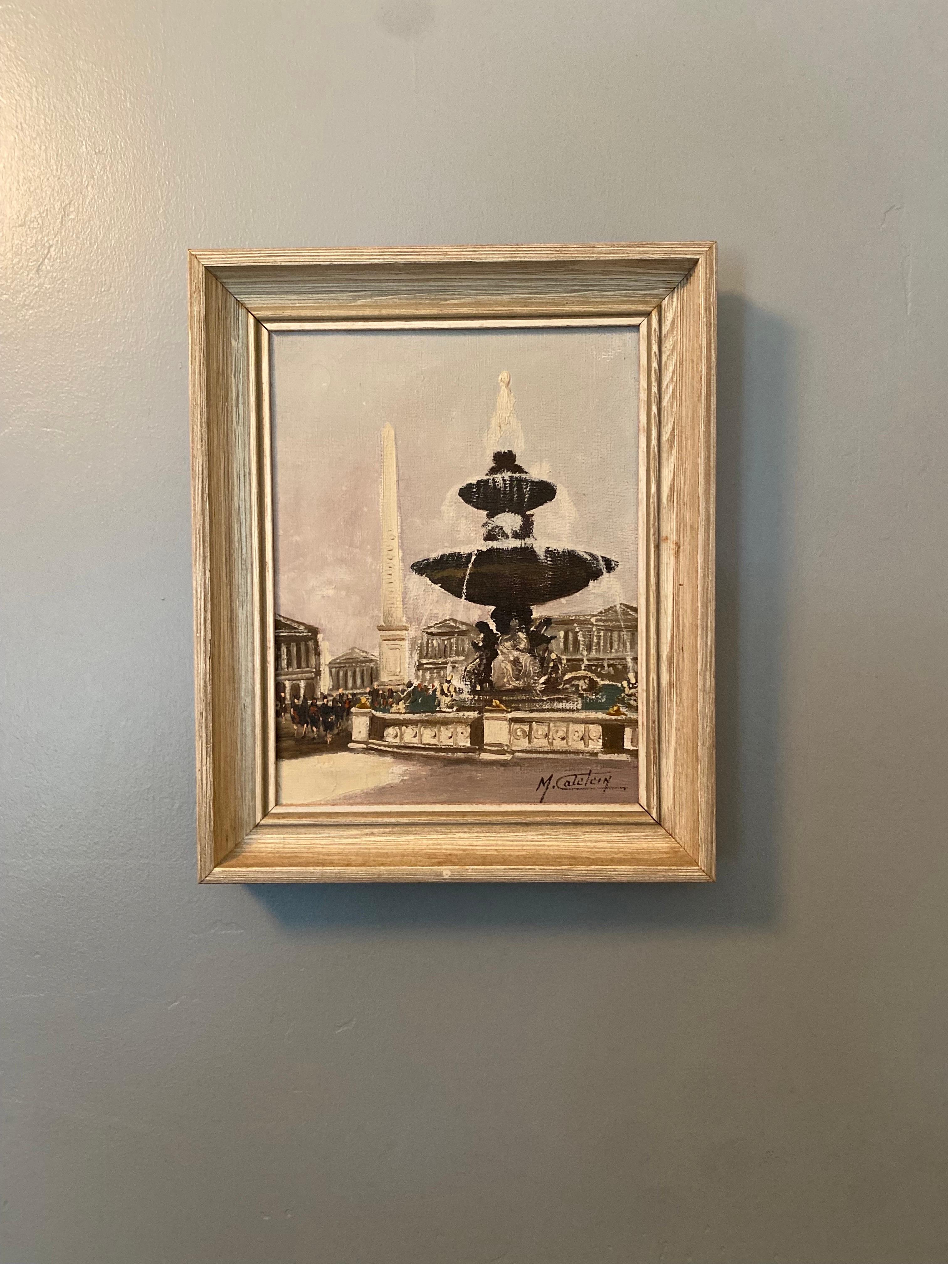 Milieu du XXe siècle Peinture originale de Marcel Catelein Place de la Concorde en vente