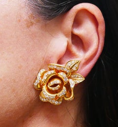 Vintage Marchak 18k Gold Diamond Clip-On Earrings