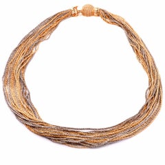 Vintage Marchisio Heavy Twisted Rope Multi Strand 18K Gold Necklace