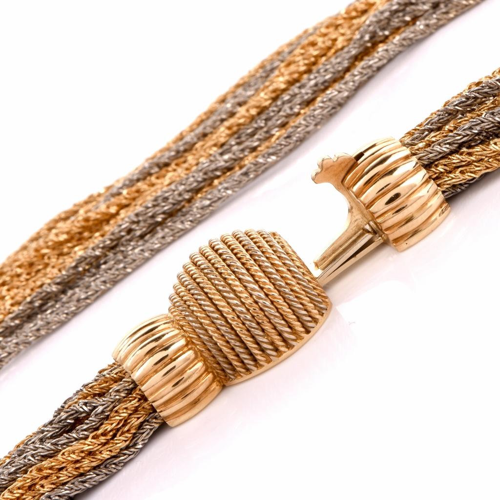 Vintage Marchisio Heavy Twisted Rope Multi Strand 18K Gold Necklace In Excellent Condition For Sale In Miami, FL