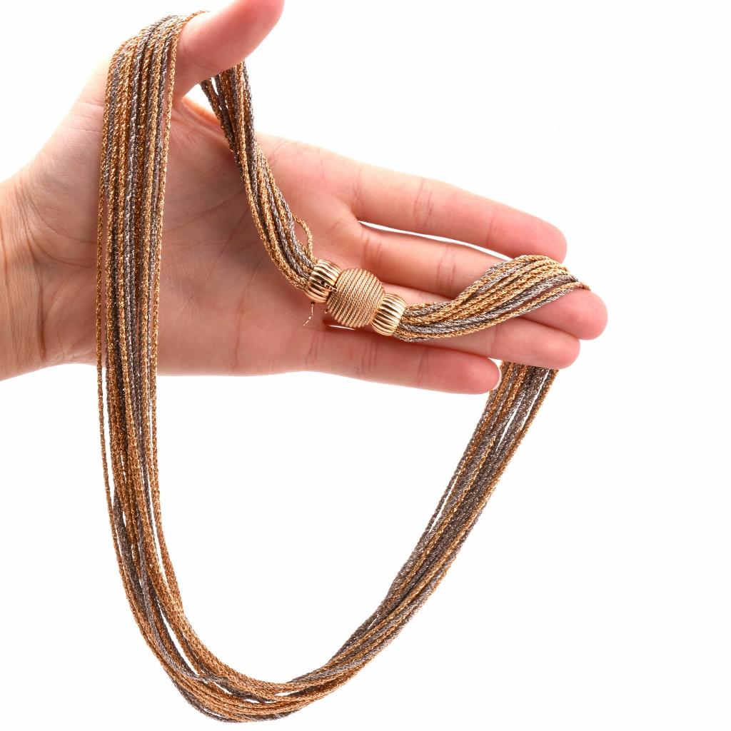 Vintage Marchisio Schweres gedrehtes Seil Multistrang-Halskette aus 18 Karat Gold im Angebot 3
