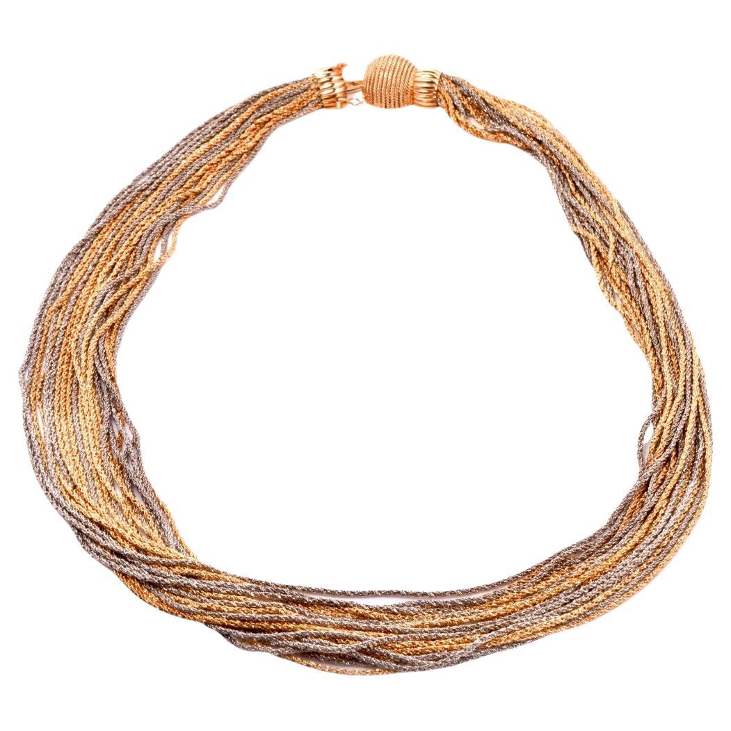 Vintage Marchisio Heavy Twisted Rope Multi Strand 18K Gold Necklace