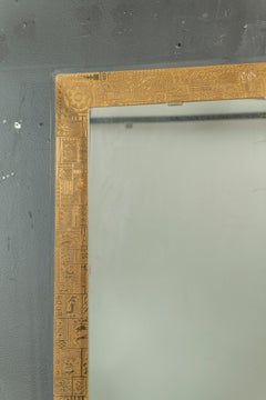 Specchio rettangolare d'epoca Marco Furgeri in cristallo e ottone inciso