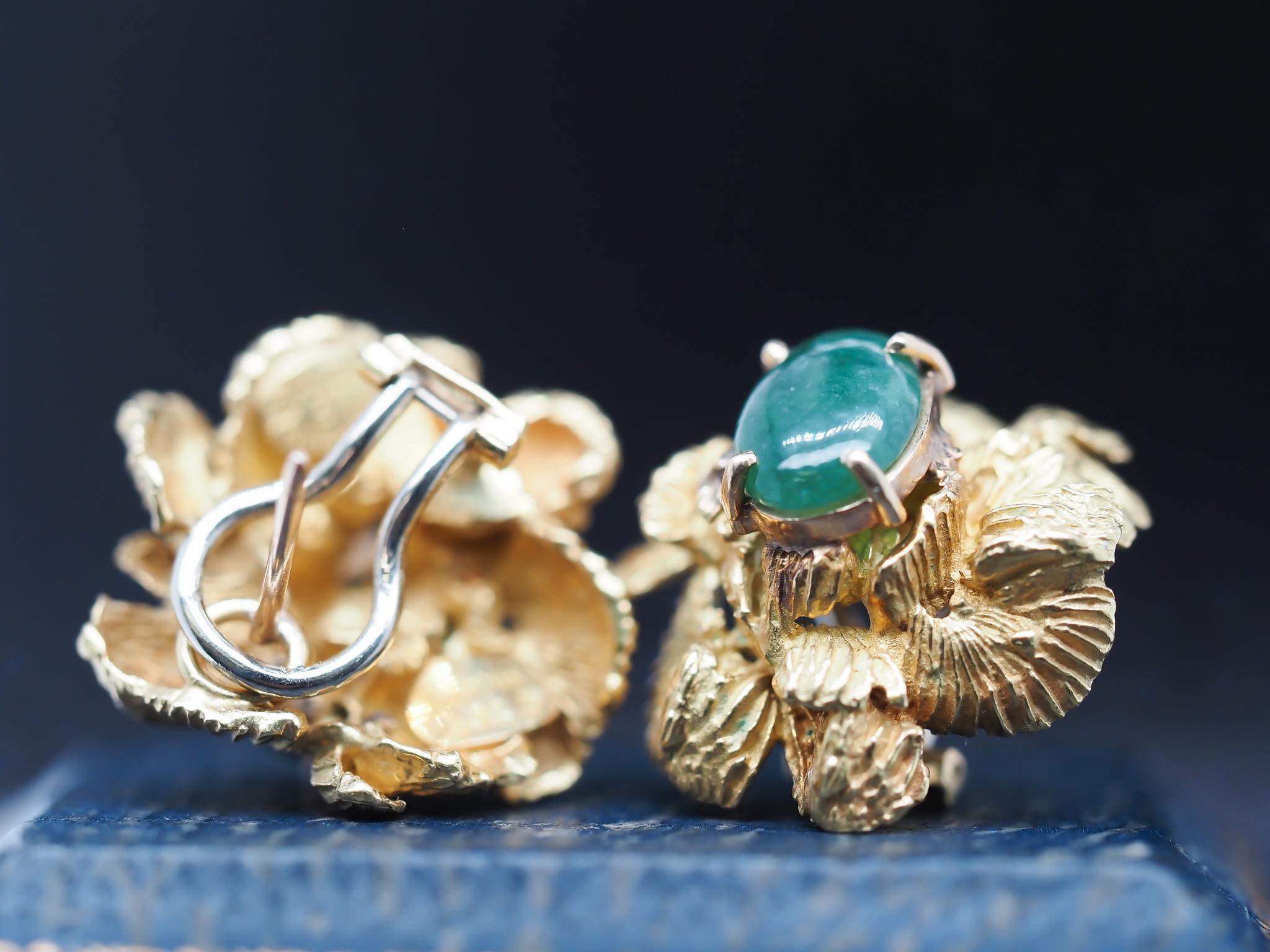 Vintage Marcus & Co. Ohrringe aus 18 Karat Gelbgold und Jade im Angebot 4