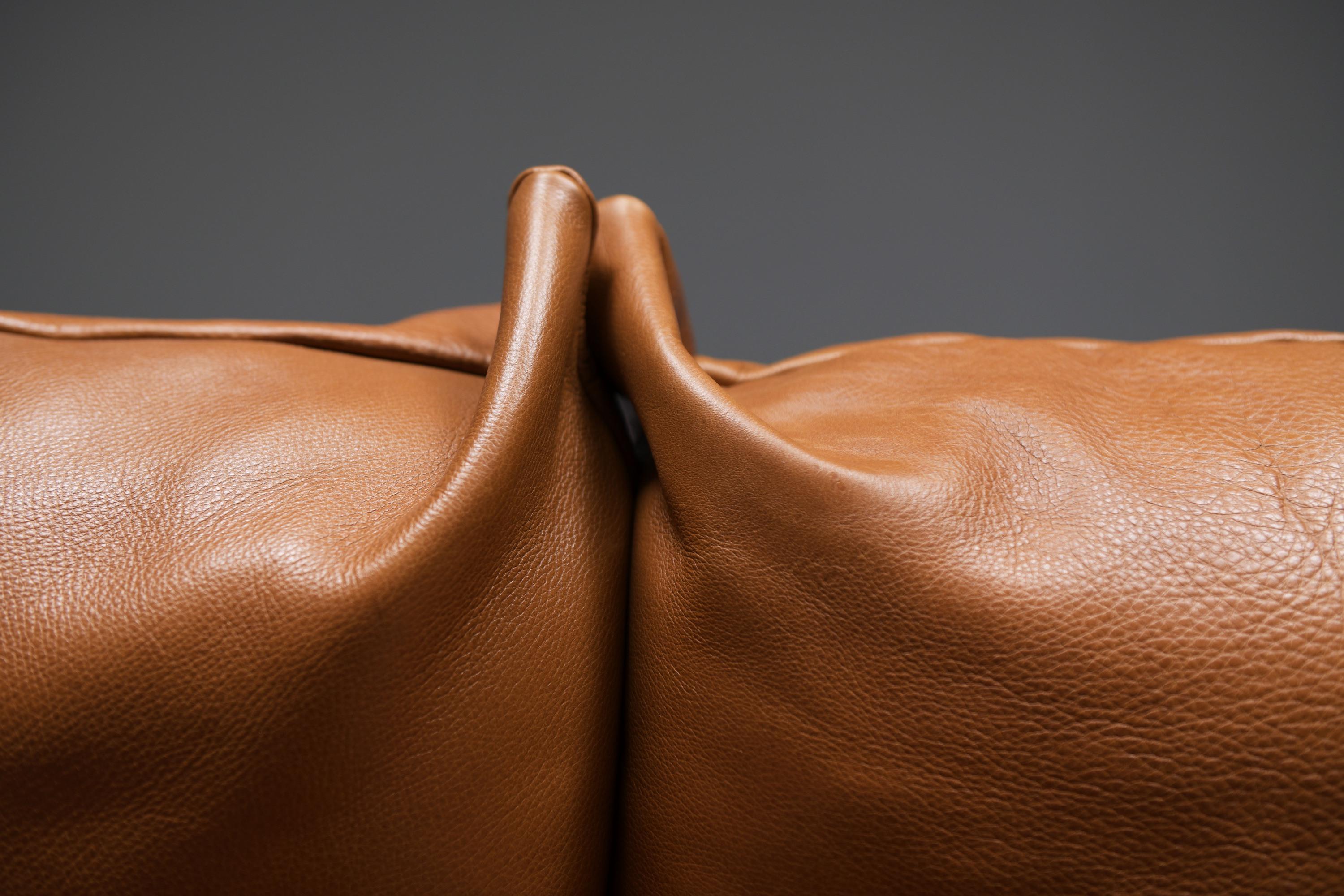 Leather Vintage Marenco 255 sofa in new cognac leather by Mario Marenco for ARFLEX Italy For Sale