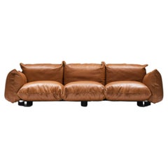 Used Marenco 255 sofa in new cognac leather by Mario Marenco for ARFLEX Italy