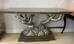 Pièce vintage « Tree Form » de Marge Carson, style Hollywood Regency, en bois doré et imitation granit