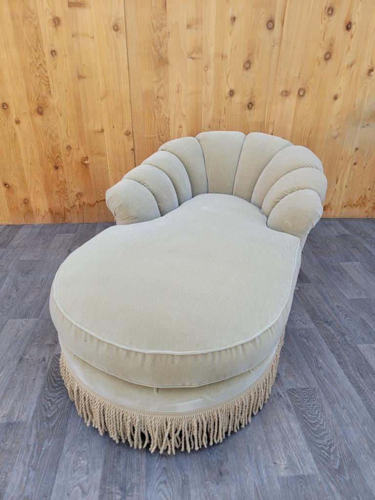 Vintage Marge Carson Style Channel Back Chaise Lounge in Italian Mohair For Sale 3