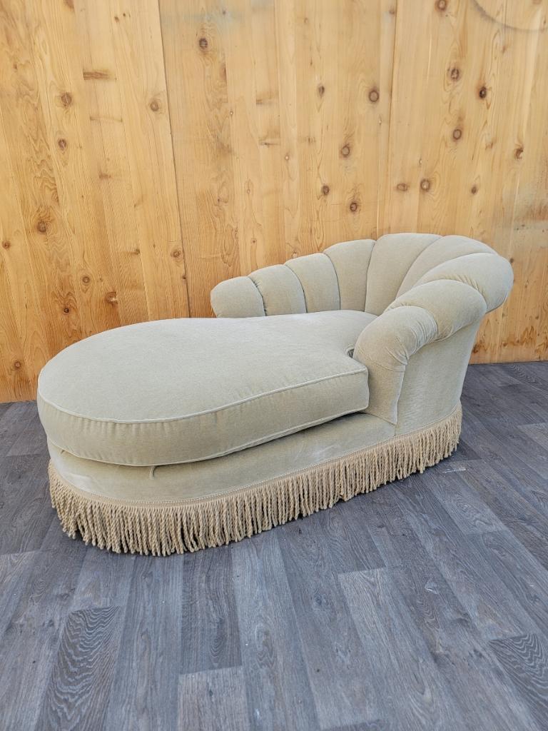 Vintage Marge Carson Style Channel Back Chaise Lounge in Italian Mohair For Sale 6