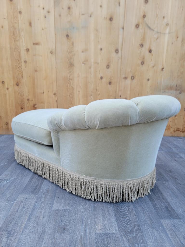 Hand-Crafted Vintage Marge Carson Style Channel Back Chaise Lounge in Italian Mohair For Sale