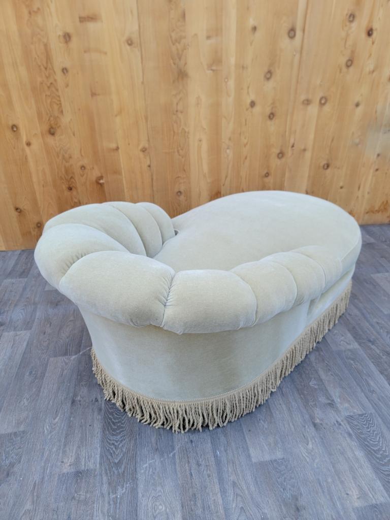 Mid-20th Century Vintage Marge Carson Style Channel Back Chaise Lounge in Italian Mohair For Sale
