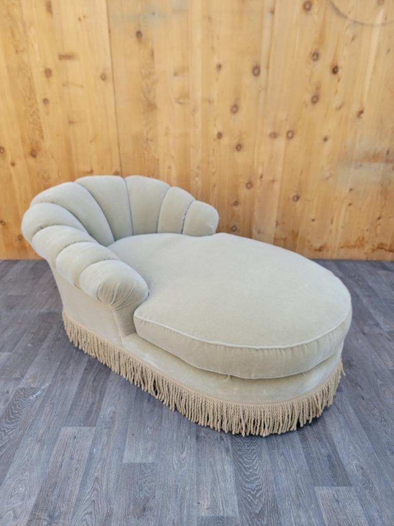 Vintage Marge Carson Style Channel Back Chaise Lounge in Italian Mohair For Sale 2