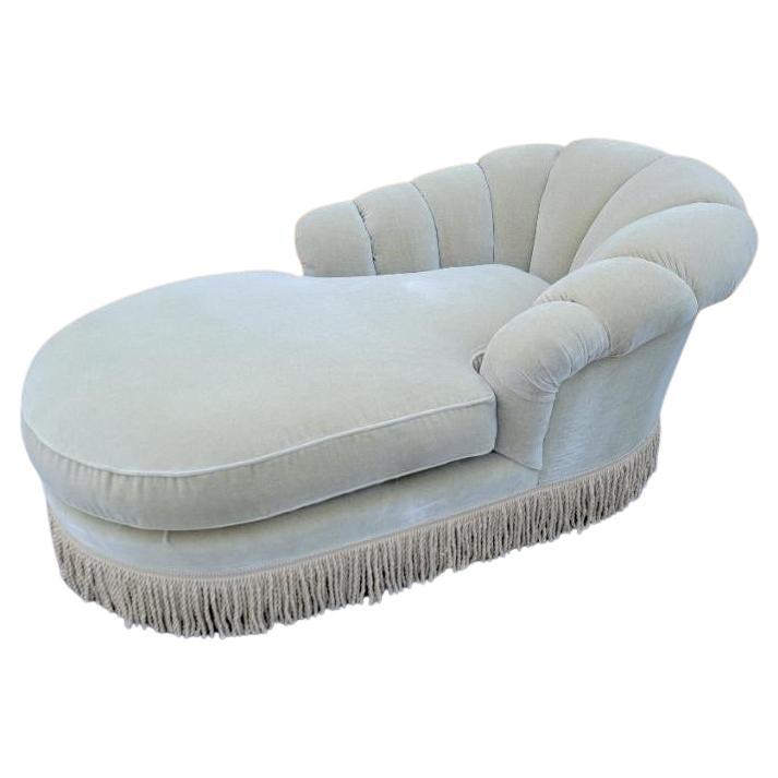 Vintage Marge Carson Style Channel Back Chaise Lounge in Italian Mohair For Sale