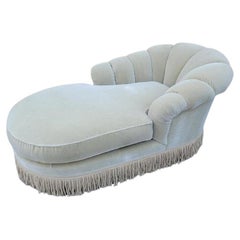 Vintage Marge Carson Style Channel Back Chaise Lounge in Italian Mohair