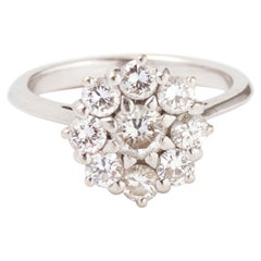 Vintage Marguerite 1.05 Carat Diamonds 18 Carat White Gold Ring