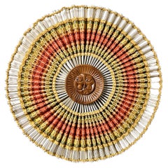 Hängeskulptur aus gewebtem Textil mit Sonnengesicht, Maria Kipp, 1960er Jahre